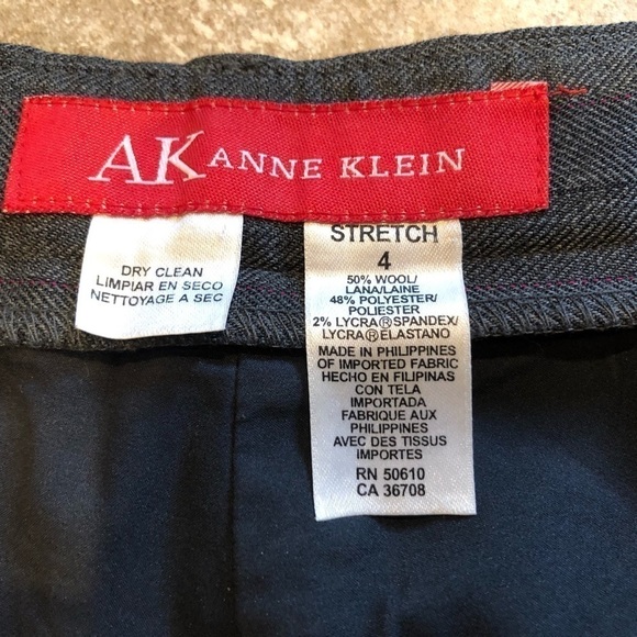 Anne Klein stretch wool straight leg pants trousers dress pants gray 4 - Picture 7 of 12